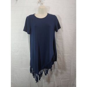 Serena Williams Women's Size Small Blue Asymmetrical Tasseled Blouse